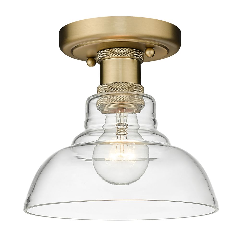 Golden Lighting 0305-FM BCB-CLR Carver BCB Flush Mount in Brushed Champagne Bronze with Clear Glass Shade